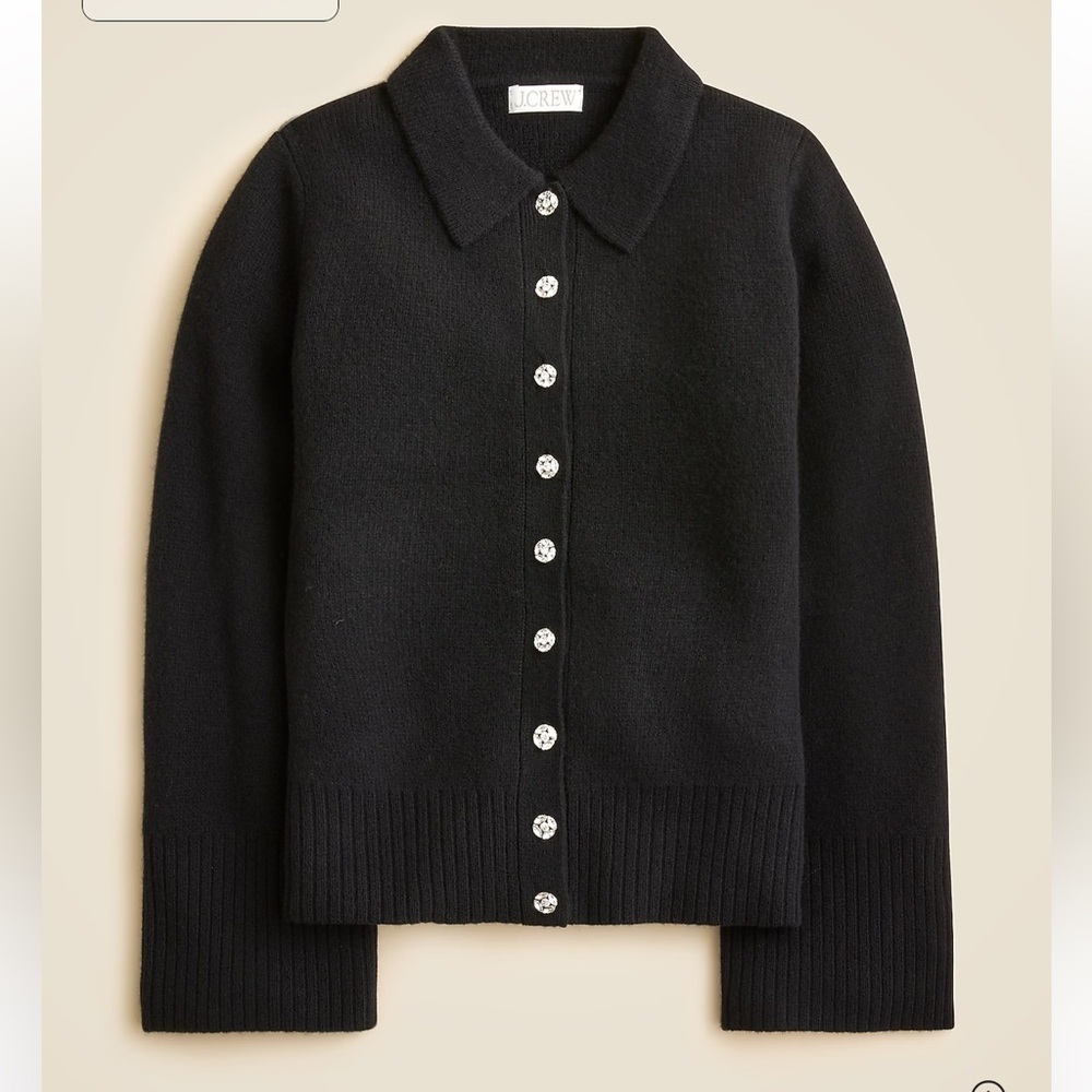J crew Milano-stitch cinched-waist cardigan with embellished buttons - Picture 3 of 4